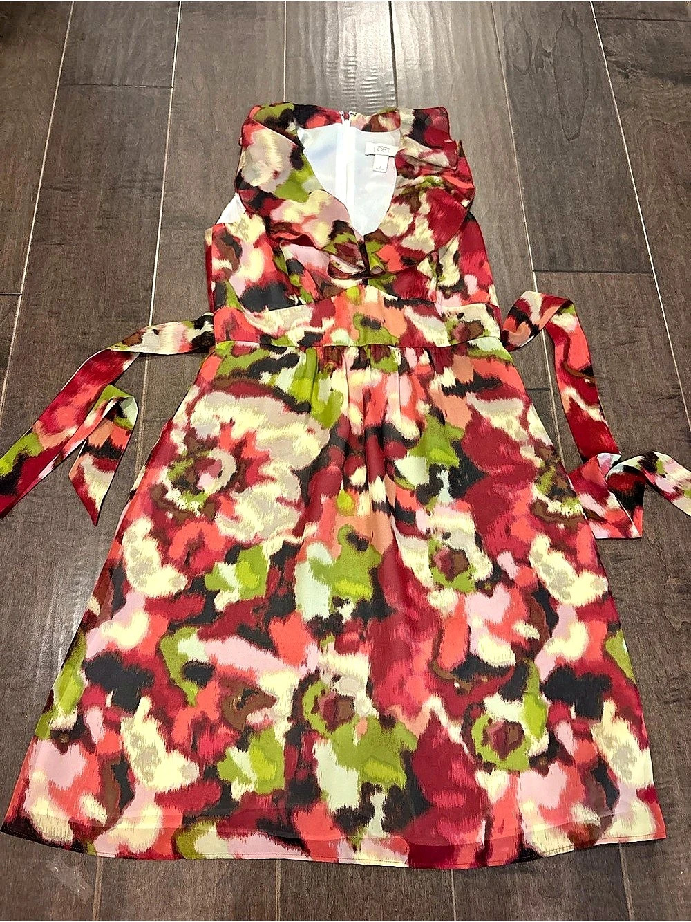 LOFT Floral Mini Dress in Red & Green Size 2 Like New